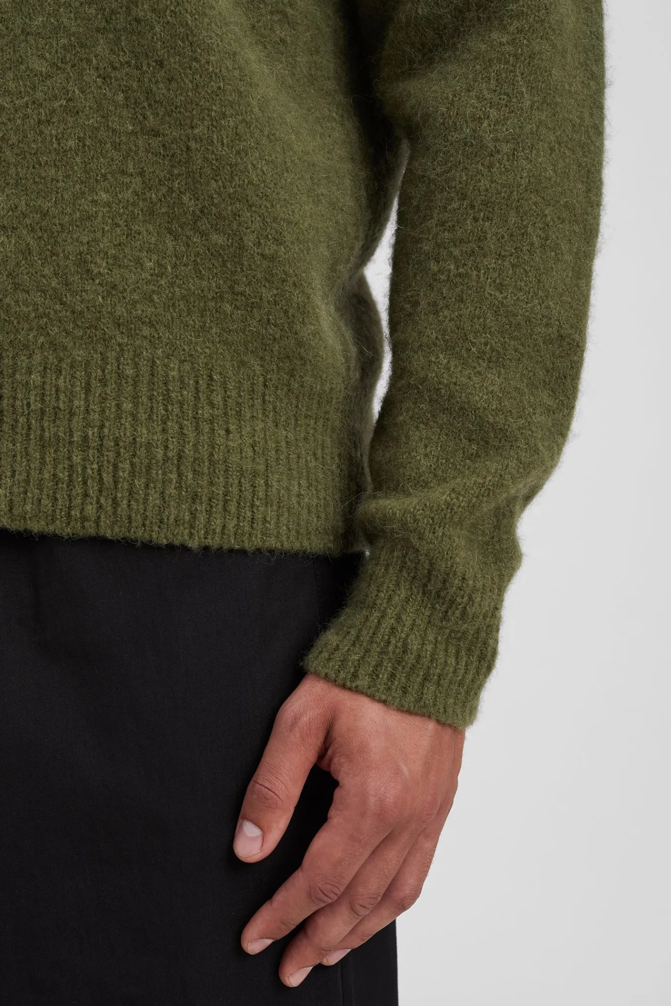 KNITWEAR^Norse Projects Rasmus Relaxed Brushed Polo Ivy Green