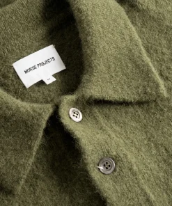 KNITWEAR^Norse Projects Rasmus Relaxed Brushed Polo Ivy Green