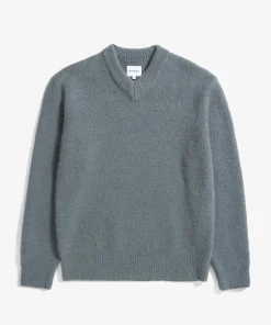 KNITWEAR^Norse Projects Rasmus Relaxed Brushed V-Neck Sweater Mouse Grey