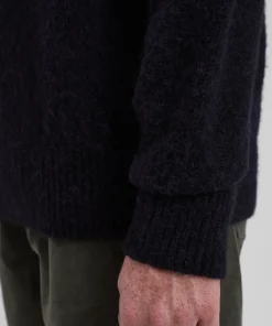 KNITWEAR^Norse Projects Rasmus Relaxed Brushed V-Neck Sweater Black