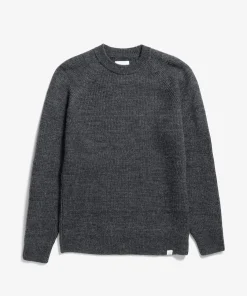 KNITWEAR^Norse Projects Roald Wool Cotton Rib Sweater Dark Grey Melange