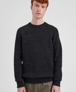 KNITWEAR^Norse Projects Roald Wool Cotton Rib Sweater Dark Grey Melange
