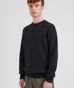 KNITWEAR^Norse Projects Roald Wool Cotton Rib Sweater Dark Grey Melange