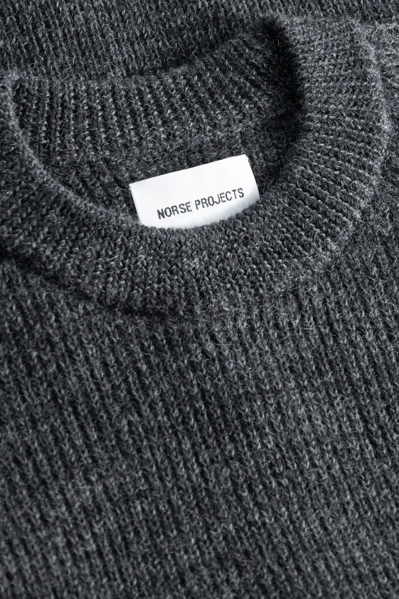 KNITWEAR^Norse Projects Roald Wool Cotton Rib Sweater Dark Grey Melange
