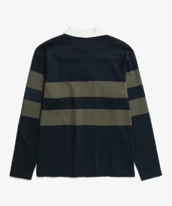 SWEATSHIRTS^Norse Projects Ruben Brushed Stripe LS Polo Dark Navy