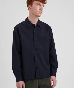 SHIRTING^Norse Projects Silas Tech Poplin Shirt Dark Navy