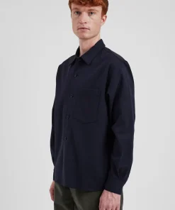 SHIRTING^Norse Projects Silas Tech Poplin Shirt Dark Navy