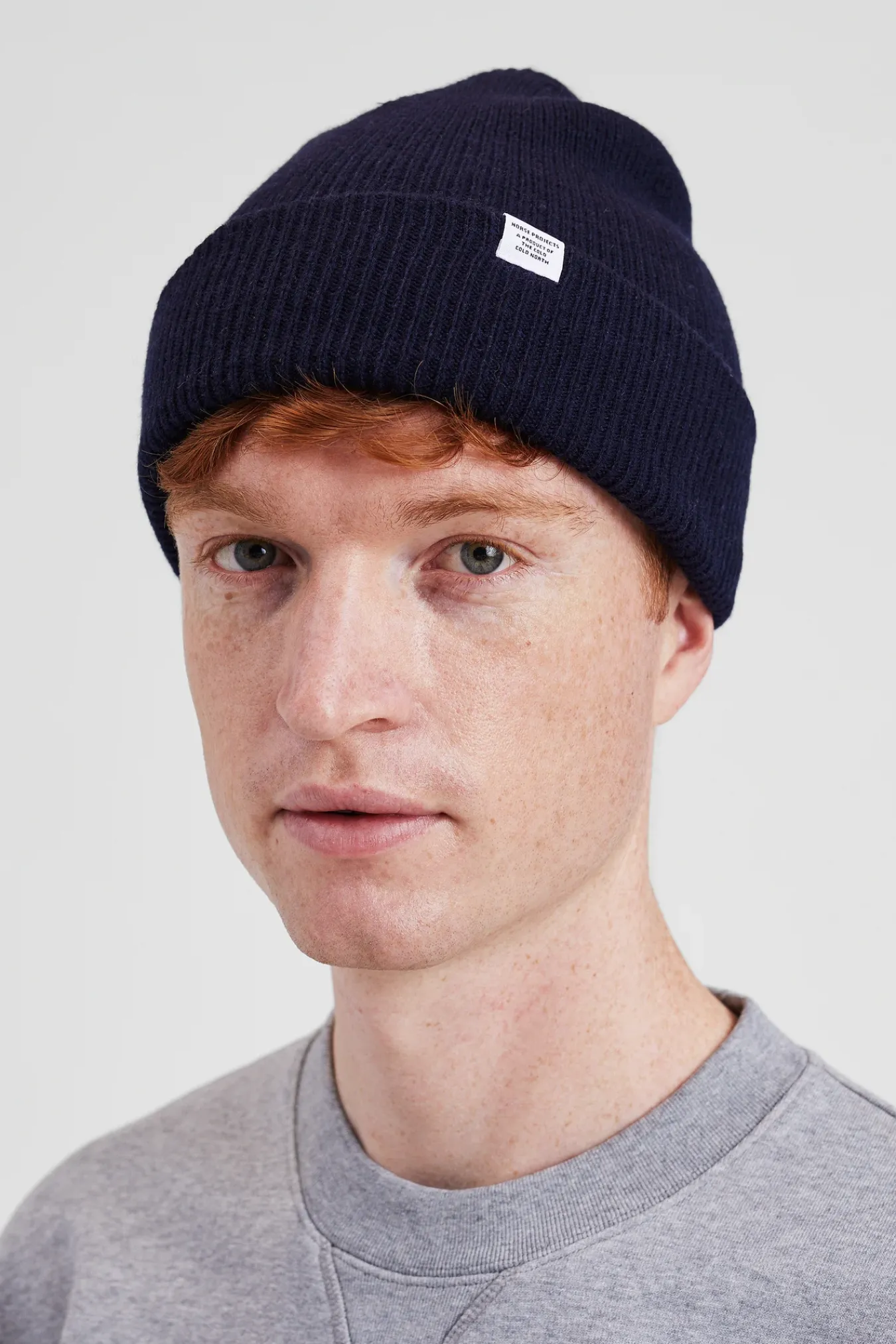BEANIES^Norse Projects Wool Cotton Rib Beanie Dark Navy